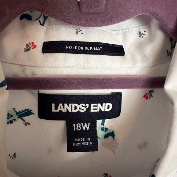 Lands' End 18W No Iron 100% Supima Cotton Short Sleeve Button Down Top - Picture 3 of 4